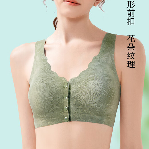 Shijiaoyi breast bra special underwear for women after cancer surgery, silicone summer thin front buckle fake breasts Green single piece M (75/34)
