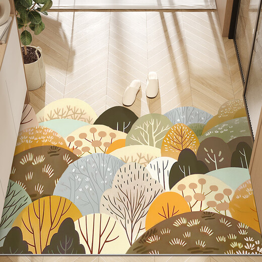 Gu Die Xiao Fresh Door Mat Floor Mat Entrance Door Mat Dirty Resistance Entry Door Anti-slip Entry Mat Green Green Cypress Please contact customer service for customization