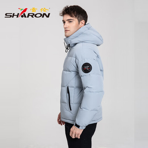 
Sherron off-season down jacket men's short loose autumn and winter jacket hooded fashionable and versatile sports and casual 12605 Mist Blue 3XL
