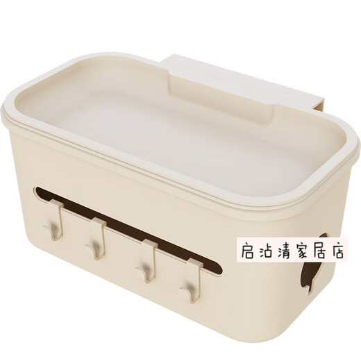 床边收纳袋挂袋婴儿床收纳挂篮床边床头宝宝尿布台侧边面尿不湿 奶油白-全包围挂篮 收纳