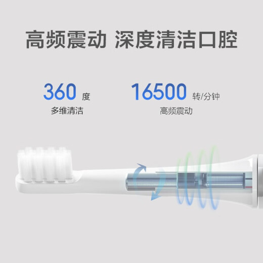 Mijia Xiaomi electric toothbrush sonic vibration imported fine soft bristles 30 days long battery life IPX7 waterproof T100 white