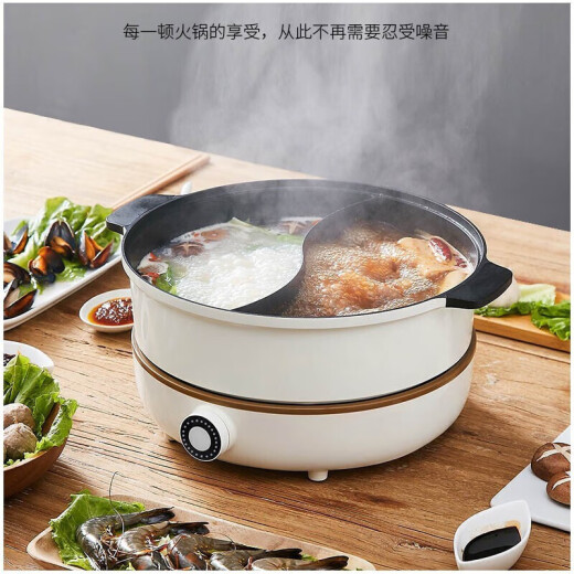 Joyoung electric hot pot Yuanyang pot household IH electromagnetic heating meat split type hot pot plug-in 4.5L large capacity C21-HG3 white