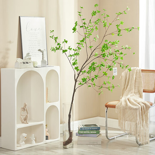 Flower e flow Nordic style horse drunken wood simulation green plant Japanese hanging clock plant decoration fake tree indoor living room floor-standing potted ornaments A model simulated hanging clock branches + small straight bottle