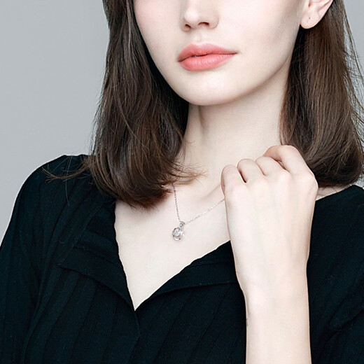 LAOLATU 999 platinum necklace for women PT950 platinum rose pendant light luxury Chinese Valentine's Day gift for girlfriend and wife 999 platinum necklace + pt950 topaz pendant