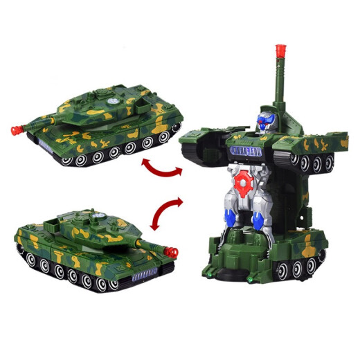 MAIERFEILE mini tank rechargeable toy deformation robot sound and light electric stunt car simulation model armored vehicle 28cm sound and light deformation tank (with charging set)