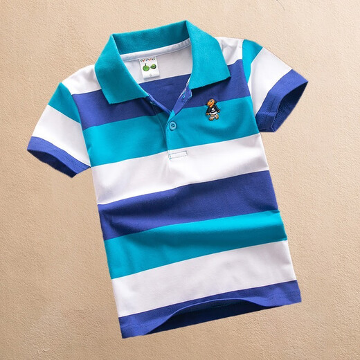 Ropa para niños Camiseta de manga corta Camiseta de verano para niños Camiseta de polo de rayas de solapa de solapa para niños nuevos de manga media