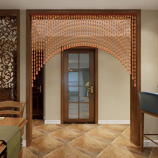 Meishuangjue peach wood gourd door curtain bead curtain partition door to bathroom entrance corridor bedroom door opposite door without hole drilling curtain hanging curtain. 25 arc shapes (within 0.7-0.9 meters in width)