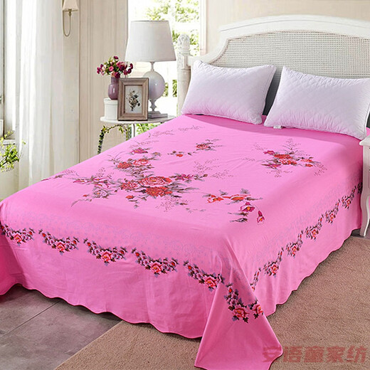 Porphyry oak old Shanghai cotton old coarse cloth sheets national old-fashioned mercerized nostalgic Shanghai printing thickened retro single piece Wealth and prosperity - pink 220x225cm - (for 1.5 meters bed)