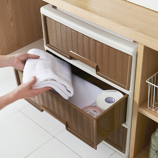 Interaktive Weltraumschubladen Aufbewahrungsbox Imitation Rattan Garderobe Transparent Aufbewahrungsbox Kleidung Unterwäsche Home Schlafsaal Kunststoff Finishing Box Lagerschrank 9716 Großgröße 2 Etagen Breite 56,8 Tiefe 39 Höhe 42