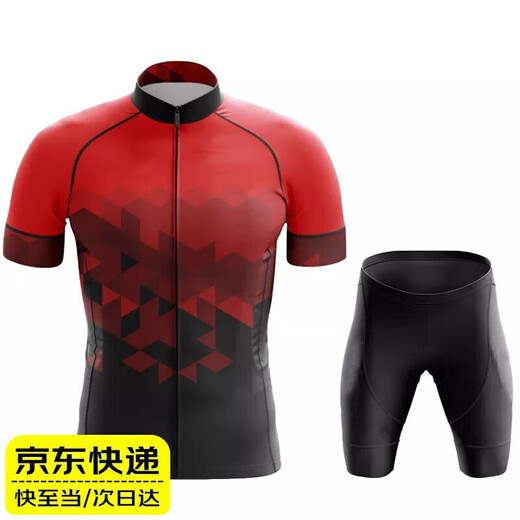 晴碧琳（Qbily）骑行服套装夏季短袖款自行车速男士上衣公路山地车服装单车衣服 黑白色丨夏季短款 2XL （70-77kg）