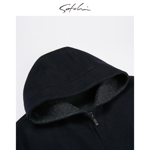 Sachi Satchi Herrenbekleidung Mall gleicher Männermantel Herbst und Winter Neue Pure Woll Business Kapuze warme Jacke Männer 88ulb8 Schwarz Grau 50