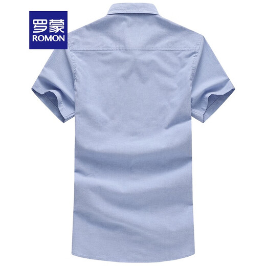 Romon Oxford Shirt à manches à manches courtes Men de nouveau Men Men Men's Men's Men's Moyen-Agents et Young Summer Fashion Fashion Slim Shirt Men Light Blue 41