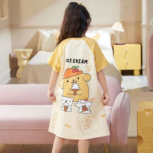 Disney Girls Nightkide Sommer Dünn 2024 Neue Kinder Mädchen Pyjamas kurzärmelig mittelgroße Kinder Sommer-Cartoon-Heimkleidung 723 16 Größe 135-145 High 55-68 Jin [Jin entspricht 0,5 kg]