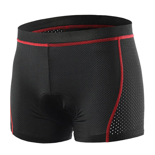 CAVALRY Cycling Underwear Bicycle Shorts Men's and Women's Silicone Cushion Mountain Bike Road Bike Pants Seat Cushion Black Red L