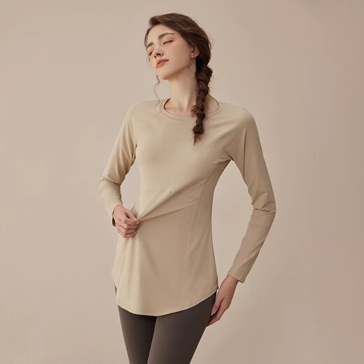 Youyou Yoga Wear Women's New Autumn and Winter Sports and Fitness Quick-Drying Pilates Training Wear Long Sleeve Suit J34007Y Ivory White + Gray Purple Yoga Pants S