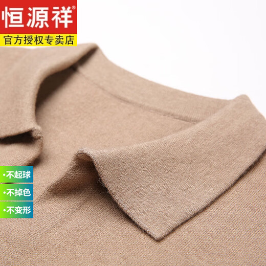 恒源祥开衫男针织衫外穿春秋含羊毛男士休闲外搭毛衫翻领毛衣外套男新款 灰色 3XL 190