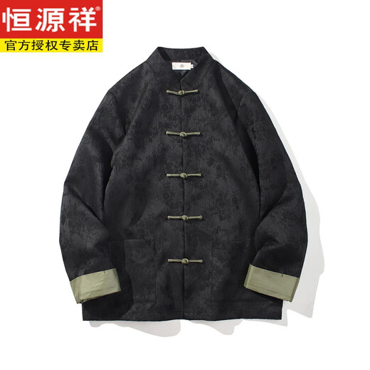Hengyuanxiang neuer chinesischer Tanganzug Herrenstil Frühling langärmlige Jacke Retro-Schnalle Hanfu Lose große Männerjacke Y757 Aprikosenfarbe 4xl Empfohlen 180-200jin [Jin gleich 0,5 kg]