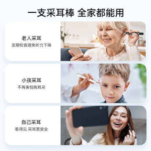 XKJ【德国品质】可视挖耳勺掏耳神器掏采耳工具高清智能朵内窥镜发光 FA白色 带防尘盖【13个配件 9900万像素】