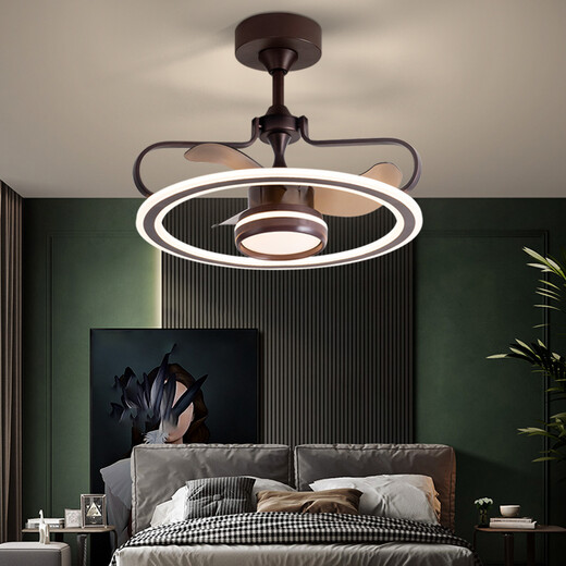 Benlanu Fan Lights Ceiling Fan Lights Living Room Household Simple Modern Fan Lights Restaurant Ceiling Integrated Pendant with Electric Fan 1283A White Ceiling Model + Change Light