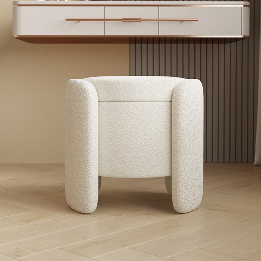 Yete makeup stool for bedroom girls with storage and multifunctional makeup chair internet celebrity simple modern sherpa dressing table stool cream white