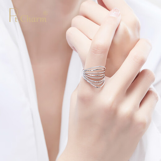 Pt.Charm new product pt950 platinum ring women's wedding platinum ring women's platinum ring for girlfriend's birthday gift live female ring 5.8-5.9 g ready stock