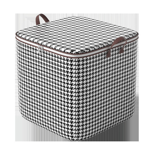 Beiyipin Houndstooth Storage Box for Clothes and Quilt Storage for Household Waterproof, Dustproof and Moisture-proof Extra Large Moving Packing 110L (50*40*50CM)