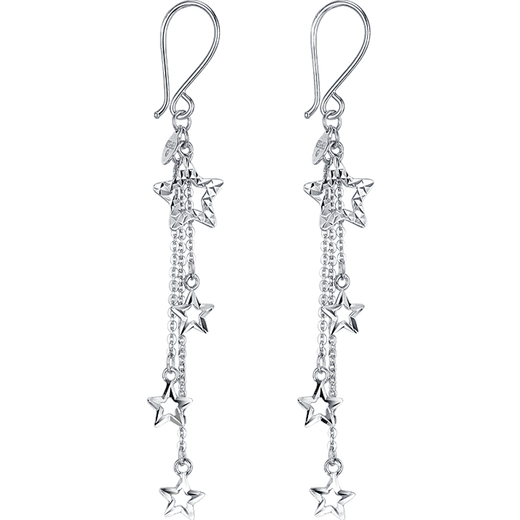 Blooming Love Platinum Earrings PT950 Platinum Ear Hook Earrings Star Tassel Earrings Women's Earrings Earrings Gold Earrings Gold Earrings Approximately 2.49 grams