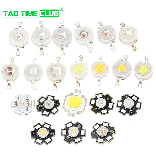 High-brightness and high-power 1W3W5W small light-emitting diode LED lamp beads positive white warm lighting red yellow emerald green blue light 3W warm white light with plum blossom aluminum plate (1 piece)