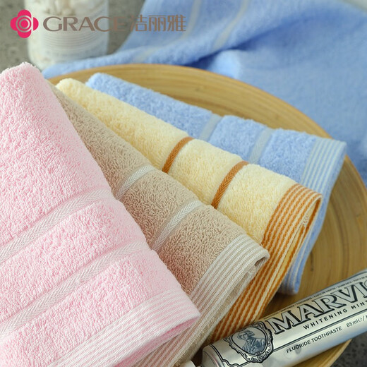 洁丽雅（grace） 洁丽雅新疆棉毛巾纯棉全棉A类洗澡家用洗脸帕成人男女加厚毛巾 7375驼+7375米