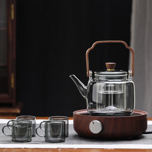 Gao Ming Teapot Transparent Black Chinese Lift Teapot Glass Boiling Teapot Electric Ceramic Stove Tea Maker Charcoal Stove Steaming Integrated Mohai 4th Generation Pot 1000ml