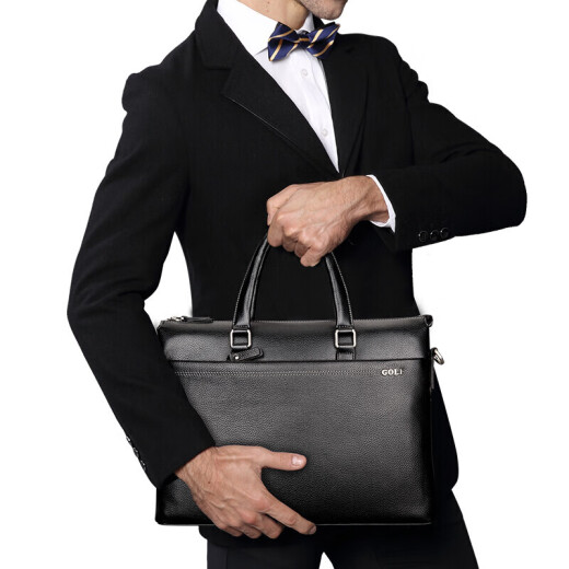Golf GOLF boutique first-layer cowhide men's bag business briefcase large capacity men's handbag mother bag set gift men 5Y044656J black