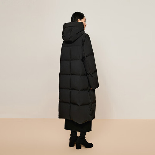 
LESS winter loose large-fit double-head zipper down jacket for women with hooded white goose down jacket for women 2O0C13240 001 black XS
