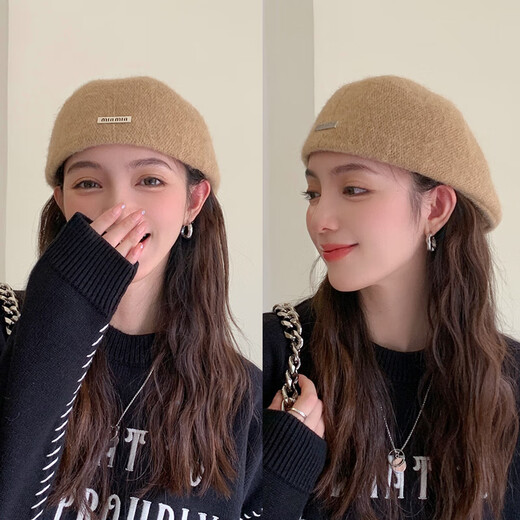 Yufan Hat Women's Autumn and Winter Retro British Style Progressive Hat Versatile Two-Wear Painter's Hat Women's Fashionable Face-Revealing Little Beret Black