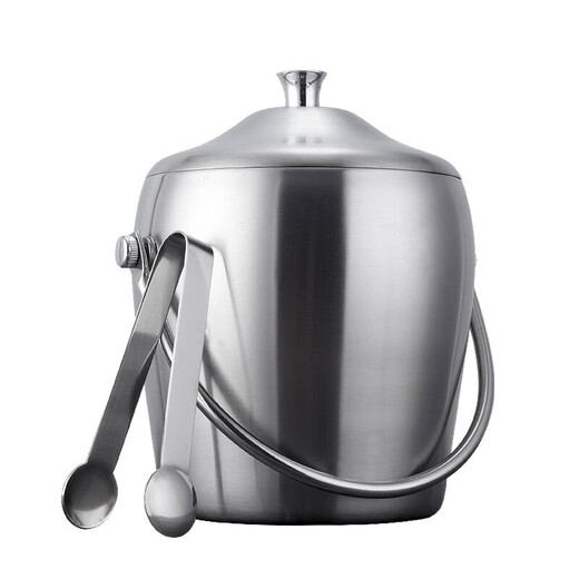 HALODN Ice Bucket Insulated Bucket Champagne Bucket Bar Household Double-layer Thickened Stainless Steel Covered Beer Bucket Ice Cube Bucket Double-layer Stainless Steel Ice Bucket Set 2L