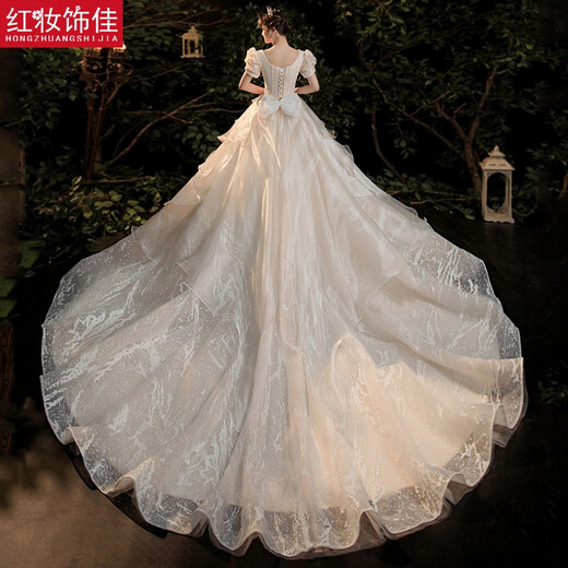 Vestido de novia de decoración roja 2025 Nueva novia Retro Princesa Ceremonia Francesa Principal vestido de novia Light Champagne Trellis m