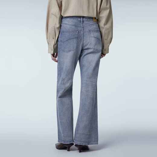 
JNBY/Jiangnan Buyi Spring and Autumn Jeans for Women Pure Cotton Water Washing Casual Micro-Flame Trousers Flare Trousers 5O2E11730 992/Denzi Lan S