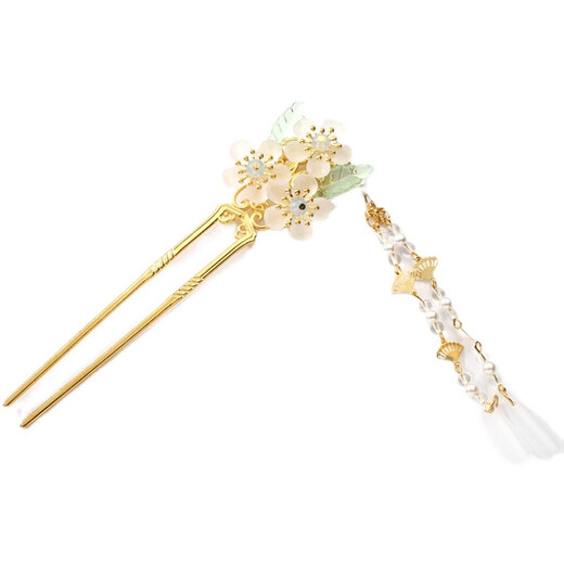 Children's ancient style Hanfu headdress with tassels, 3-flower hairpin, step-shaking hairpin, comb plate, hair accessories, super fairy hairpin, 3-flower hairpin, pink one