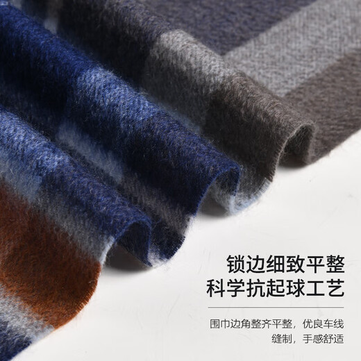 Story Jade Plaid Cashmere Scarf Male Birthday Gift for Husband and Dad Middle-aged and Elderly Men Elders Warm, Soft and High-end 193 Coffee Navy 180 30cm (Including Beard Length)