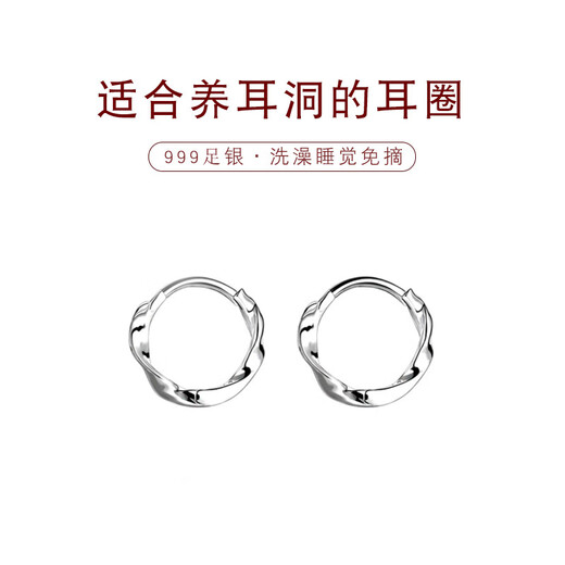 溥畔S9925银莫比乌斯耳环女感耳钉百搭圆圈耳扣时尚养耳洞耳饰 莫比乌斯锆石款1对