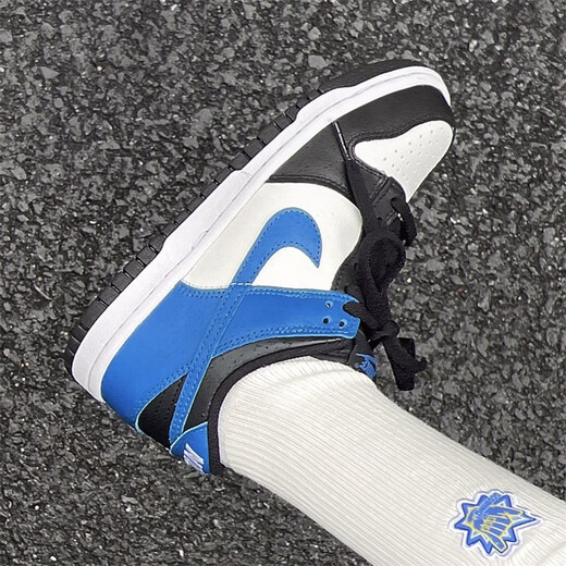 Nike (Nike) Dunk Low Salmon Toe GS Low Top Retro Retro non-glisser-USE-RÉSISTANT CASSORATION CASSORATION DH9765-104 BLUE BLACK ET BLANC 38