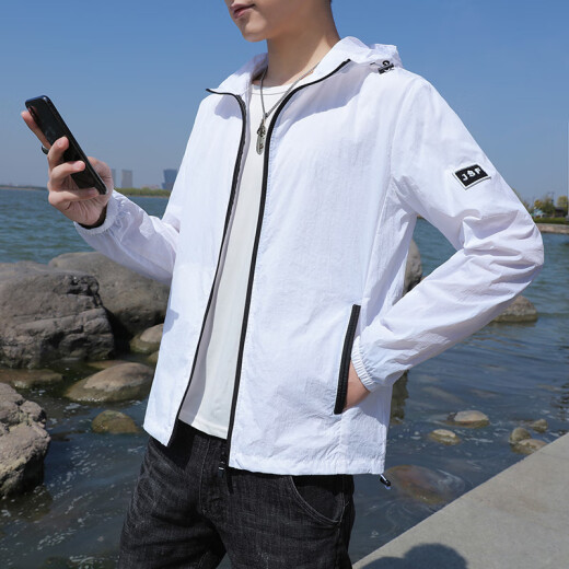 Arctic Velvet Bejirong Jacket Men's 2020 Spring and Summer Young Men's Outdoor Leisure Sports Skin Jacket Trendy Solid Color Slim Top HXTX-2188 White 6XL