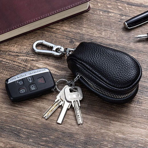 KUQIDAISHU new top layer cowhide key bag large capacity genuine leather texture multifunctional car key bag door key bag men and women black thickened/[top layer cowhide] editor