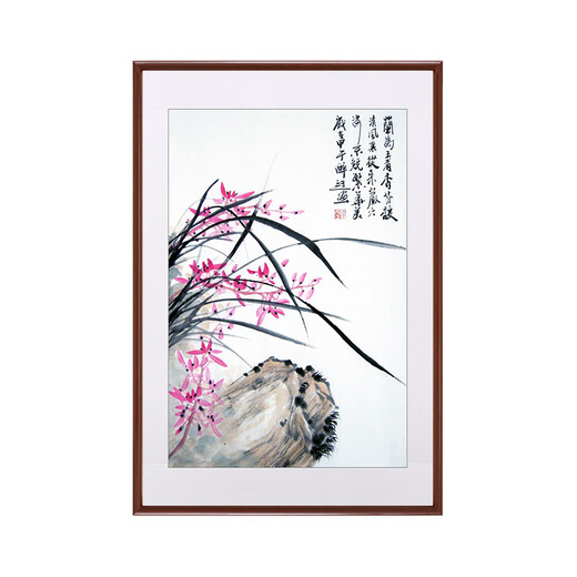 Hanao famous hand-painted Chinese ink ink orchid entrance decoration painting restaurant hanging painting corridor aisle wall mural vertical version orchid c style, framed with solid wood frame 70*50cm