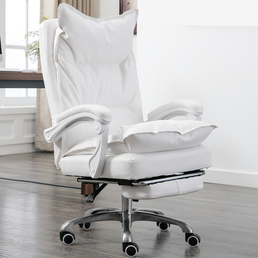 Study boss chair, leather office reclining massage computer chair, home swivel chair, gaming chair, female anchor chair, cowhide, seven-point massage, footrest, color notes, aluminum alloy feet, rotating lifting armrests