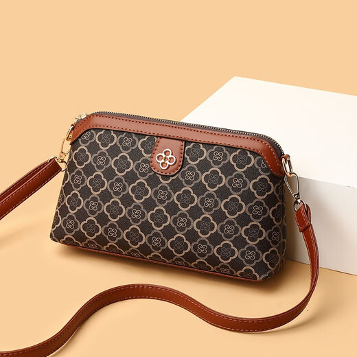 Changyin Fashion Mom Bag 2023 Chinese Valentine's Day Middle-aged Crossbody Bag Shoulder Small Bag Hand Clutch Bag Coin Mobile Phone Bag Brown