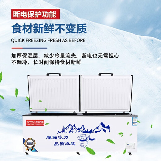 HLAOXUE冰柜商用好雪冷柜单温卧式冷柜家用冰柜冷藏冷冻大容量冷柜展示柜冰柜铜管双温商用超大冰柜 728双门豪华款