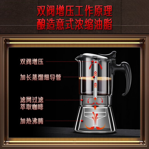 三四钢（SSGP）【德国】摩卡壶双阀煮咖啡壶意式萃取不锈钢手冲壶家用手冲咖啡壶 下拉详情跳转到下单页 240ml