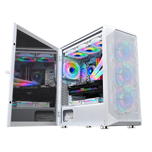 Wanjia 360 wassergekühltes Computergehäuse E-ATX ATX/MATX Motherboard Glasseite transparentes Hauptgehäuse 4090 lange Grafikkarte luftgekühltes Gehäuse Desktop Wanjia 360 weiß + 6 Yingcai fester Farblüfter
