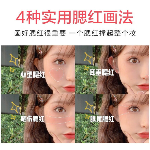 Carslan Blush Highlight All-in-one Palette Nude Makeup Matte Natural Blush Cream Women's Matte Contouring and Brightening Skin Color Three-in-One Rouge 04 Lost Rose