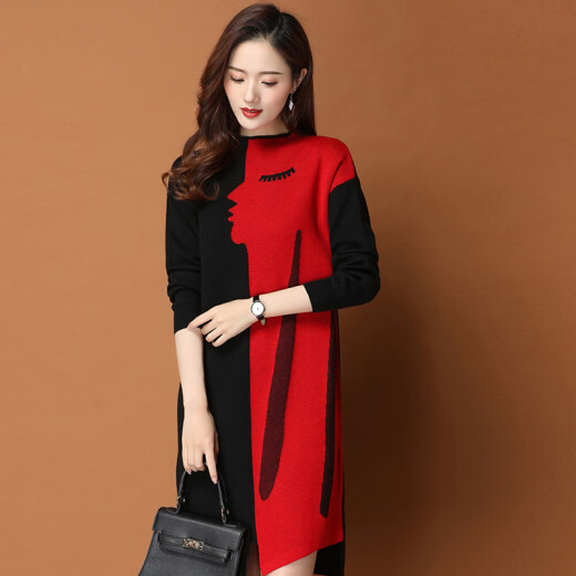 AUDDE2022 spring slim dress for women with sweater mid-length knitted bottoming skirt yw3D572 green camel XL